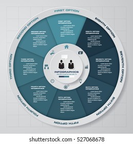 Abstract 8 steps circle/wheel infographis elements.Vector illustration.