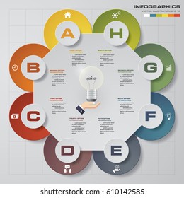 Abstract 8 steps presentation template. EPS10. For your design and sample text.