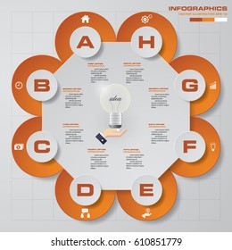 Abstract 8 steps presentation template. EPS10. For your design and sample text.