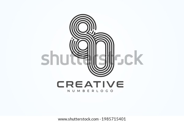 Abstract 80 Number Logo, number 80 monogram\
line style, usable for anniversary, business and logos, flat design\
logo template, vector\
illustration