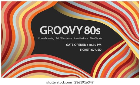 abstract 80's background design, futuristic retro vintage style, colorful lines, vector art illustration, party banner