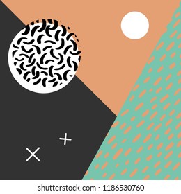 Abstract 80's background. Geometric pattern with geometric shapes. Vector illustration.