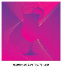 Abstract 80s drink vector art with pink and violet or lilac colors.