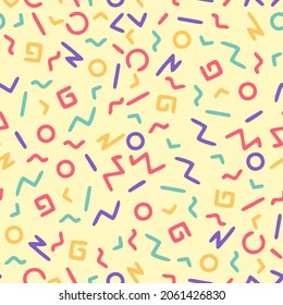 Abstract 80s hand drawn seamless pattern, Seamless pattern with colorful, Hand drawn pattern