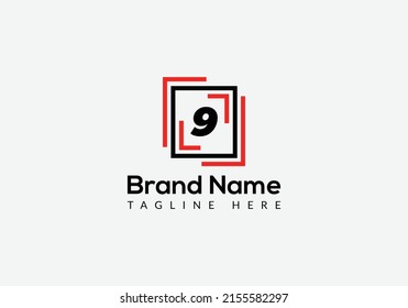 Abstract 9 letter modern initial logo design