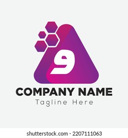 Abstract 9 letter modern initial lettermarks logo design