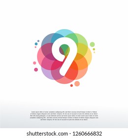 Abstract 9 logo designs concept vector, Colorful Number 9 logo designs