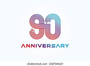 Abstract 90 Number Logo, number 90 monogram line style, usable for anniversary, business and tech logos, flat design logo template, vector illustration