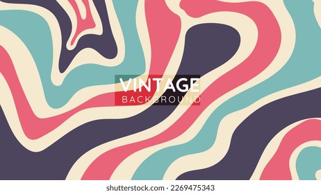 Abstract 90's vintage background, background with wavy retro style colors. vector Eps