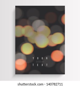 Abstract A4 / A3 format blur city lights photo style design background with text Eps 10 vector illustration