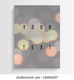 Abstract A4 / A3 format blur city lights photo style design background with text  Eps 10 vector illustration