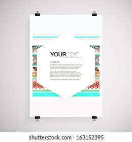 Abstract A4 / A3 poster design with your text and aztec style pattern background  Eps 10 vector illustration