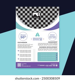 Abstract A4 Admission Flyer  Poster Design Template for School, College, Business, Creative Education, Corporate Enrolment, Junior Class Promotion, Marketing, Modern Layout, Vector Illustration