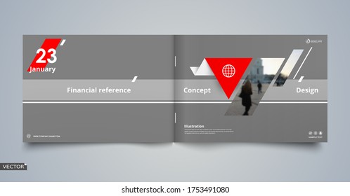 Abstract a4 brochure cover design. Gray and red color. Triangle geometric shapes.