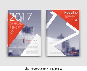 Abstract a4 brochure cover design. Text frame surface. Urban city view font. Title sheet model set. modern vector front page. Brand logo. Firm banner texture. Red triangle figure icon. Ad flyer fiber