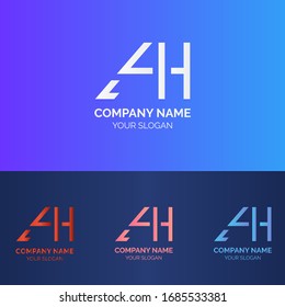 Abstract A4H Letter Logo Gradient Color, Flat logo Template and Pro Illustration