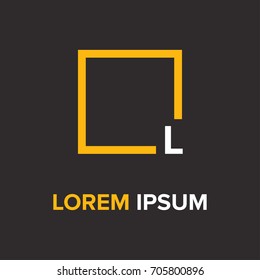 Abstract ABC letter logo. Letter L and a golden color square shape. Vector illustration for Business logo, icon and symbol.