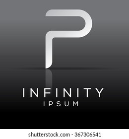 Abstract ABC letter logo. Typographic letter P logo design with sample text. Vector illustration.