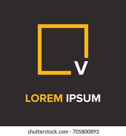 Abstract ABC letter logo. Letter V and a golden color square shape. Vector illustration for Business logo, icon and symbol.