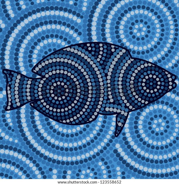Triggerfish Art Print Aboriginal Pointillism