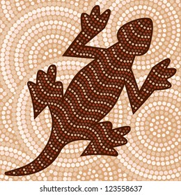 Abstract Aboriginal lizard dot painting in vector format.