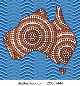 Abstract Aboriginal map dot painting in vector format.