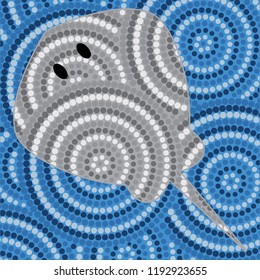 Abstract Aboriginal stingray dot painting in vector format.