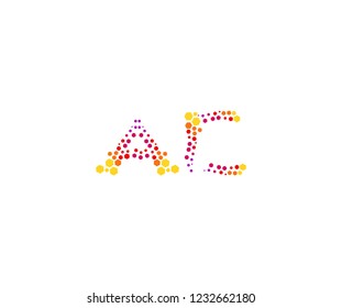 Abstract AC Letter Trendy Gradation Techno Hexagon Honeycomb Logotype