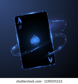 Abstract ace card with glowing effect, vector illustration