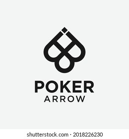 Abstract Ace of Spades Card Arrow Up Logo Design Template. Suitable for Card Casino Club Poker or Technology Sport Apparel Shop Logo Design.