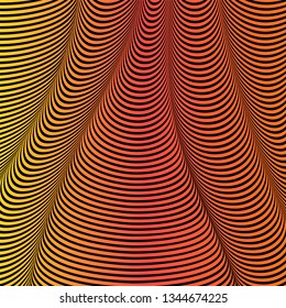 Abstract acid color wavy background, optical art, opart striped. Neon gradient. Vector waves, geometry line stripes