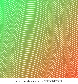 Abstract acid color wavy background, optical art, opart striped. Neon gradient, pastel shades. Vector waves, geometry line stripes