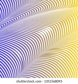 Abstract acid color wavy background, optical art, opart striped. Neon gradient, pastel shades. Vector waves, geometry line stripes