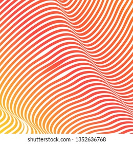 Abstract acid color wavy background, optical art, opart striped. Neon gradient, pastel shades. Vector waves, geometry line stripes
