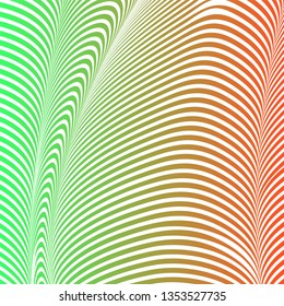 Abstract acid color wavy background, optical art, opart striped. Neon gradient, pastel shades. Vector waves, geometry line stripes