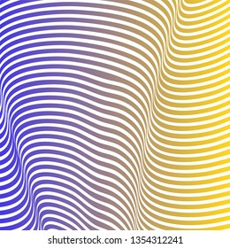 Abstract acid color wavy background, optical art, opart striped. Neon gradient, pastel shades. Vector waves, geometry line stripes