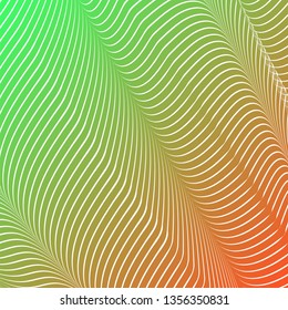 Abstract acid color wavy background, optical art, opart striped. Neon gradient, pastel shades. Vector waves, geometry line stripes