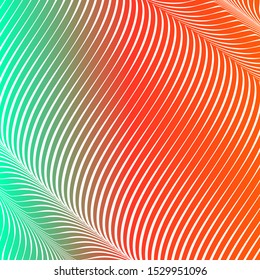 Abstract acid color wavy background, optical art, opart striped. Neon gradient, pastel shades. Vector waves, geometry line stripes