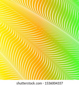 Abstract acid color wavy background, optical art, opart striped. Neon gradient, pastel shades. Vector waves, geometry line stripes