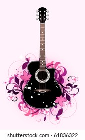 Abstract with acoustic  guitar and design elements