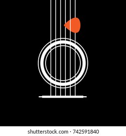 Abstract Acoustic Guitar icon. Creative Idea Concept of Musical. Modern Flat thin line icon designed vector illustration