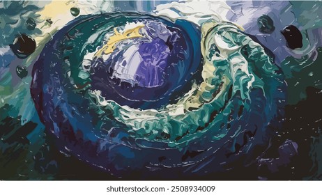 abstract, acrylic, art, artwork, backdrop, background, blue, bright, close-up, colorful, contemporary, creative, dark, decoration, decorative, drawing, effect, flow, fluid, fracture, green, ink