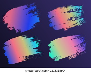 Abstract acrylic brush strokes isolated on dark background, creative illustration,fashion background. Vector illustration