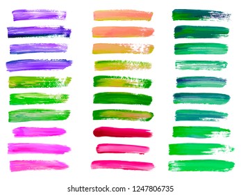Abstract acrylic brush strokes isolated on white, creative illustration,fashion background. Vector illustration