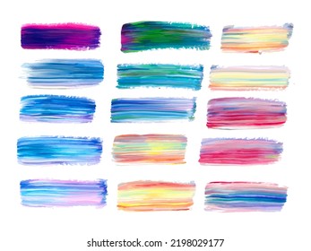 Abstract acrylic color brush strokes isolated on white, creative illustration, fashion background. Vector illustration