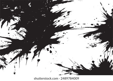 Abstract Acrylic Painting on Smudged Canvas Black and White Grunge Background   