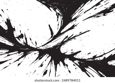 Abstract Acrylic Painting on Smudged Canvas Black and White Grunge Background   