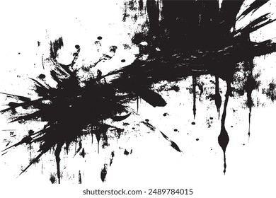 Abstract Acrylic Painting on Smudged Canvas Black and White Grunge Background   