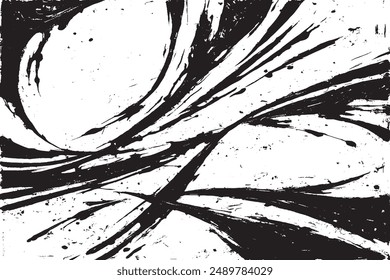 Abstract Acrylic Painting on Smudged Canvas Black and White Grunge Background   