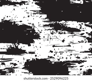 Abstraktes Acrylgemälde auf verschmiertem Canvas schwarz-weißer Grunge-Hintergrund